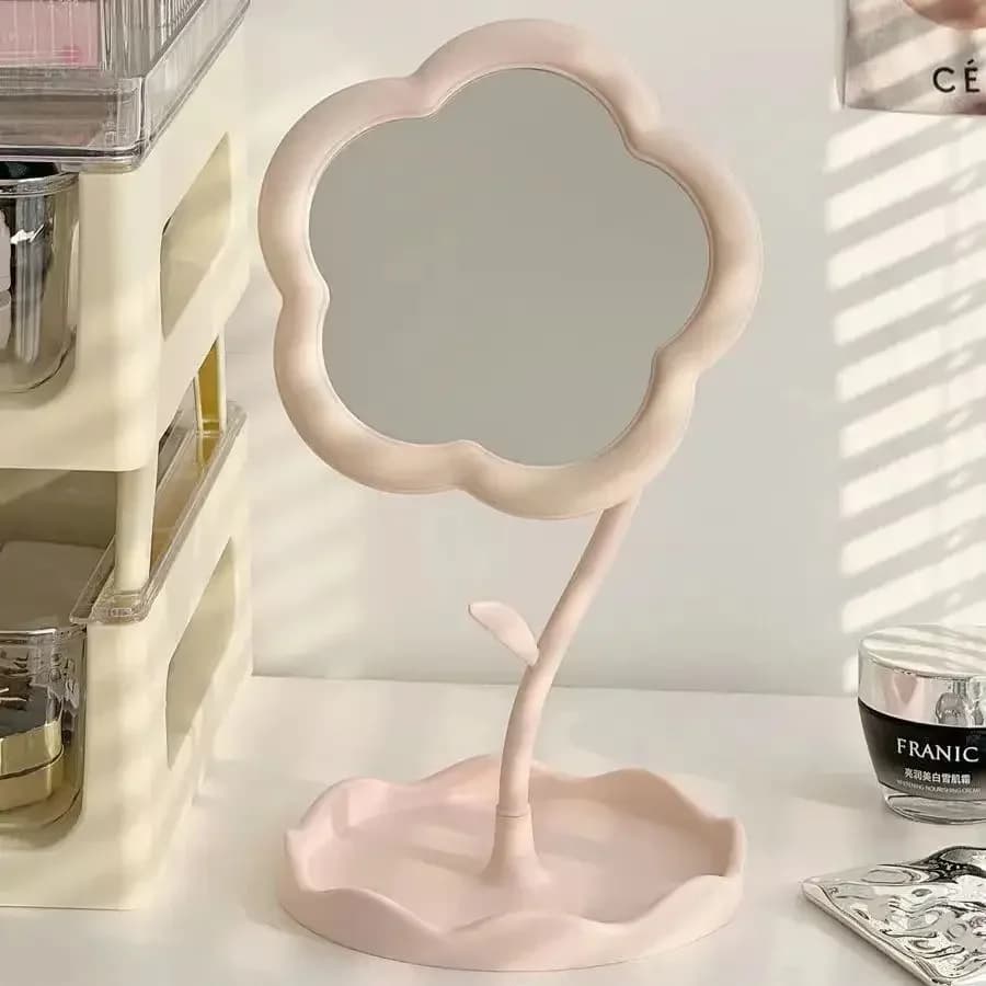 Miroir de bureau créatif en forme de fleur pour chambre d'étudiant, style Gao Yan, haute valeur esth
