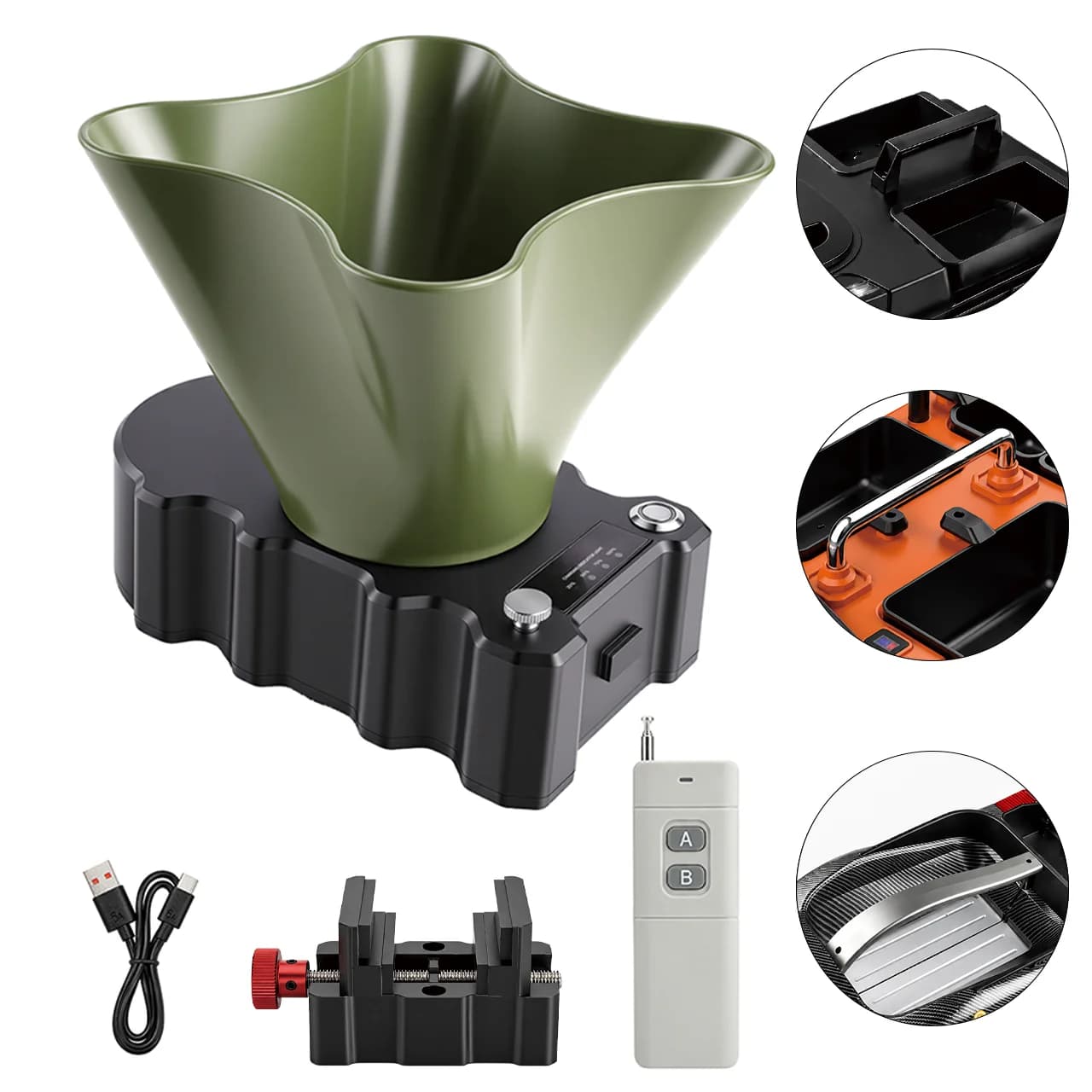 Diffuseur d'appâts à distance pour bateau de pêche RC 360 ° Accessoire de mise à niveau pour distr