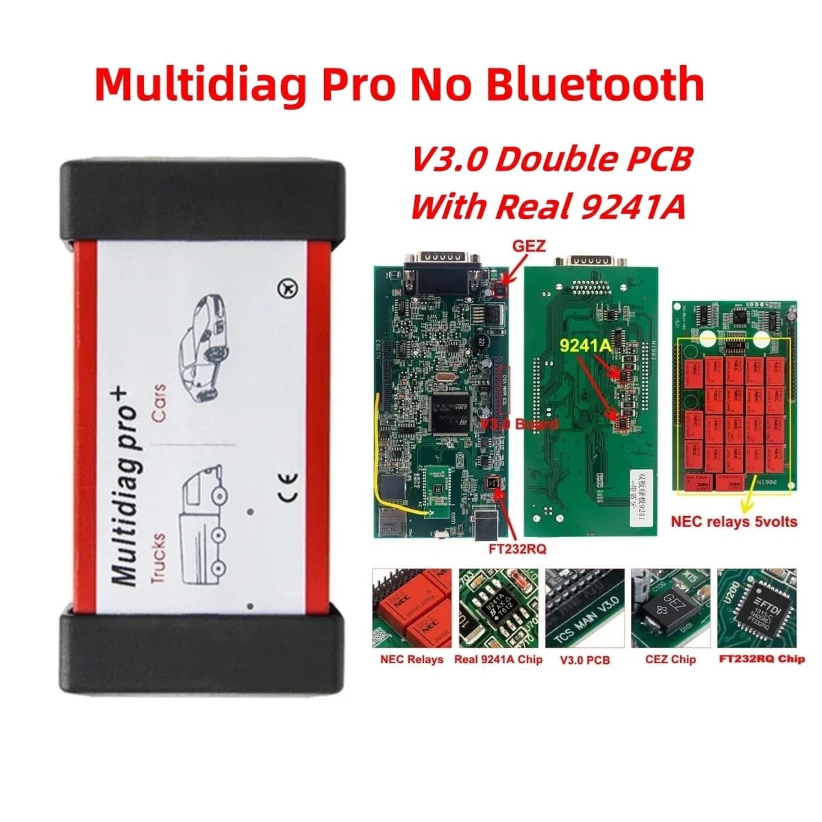 Multidiag Pro 9241A 2021.11 NEC relais meilleure puce voitures camions CDP Pro outil de Scanner auto
