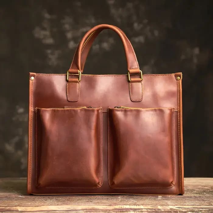 NUPUGOO – porte-documents Vintage en cuir véritable pour hommes, sac à main tendance décontracté de