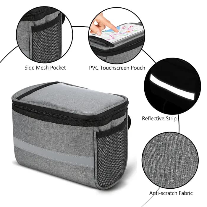 Sac de guidon de vélo isolé avec bande de coulée
