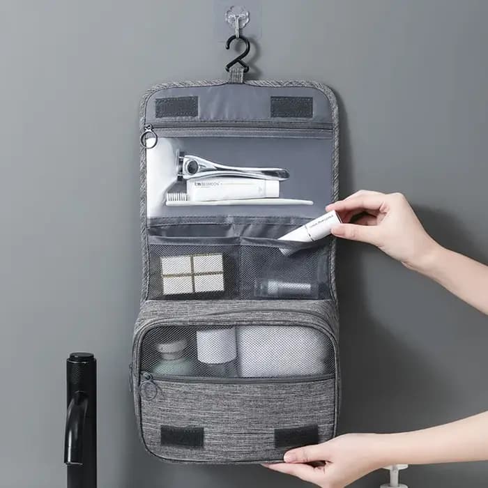 Trousse de Toilette Portable en Tissu Oxford pour Hommes et Femmes