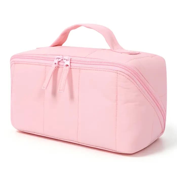 Trousse de Maquillage Portable Matelassée, Sac de Voyage pour Femmes et Hommes, Trousse de Toilette,