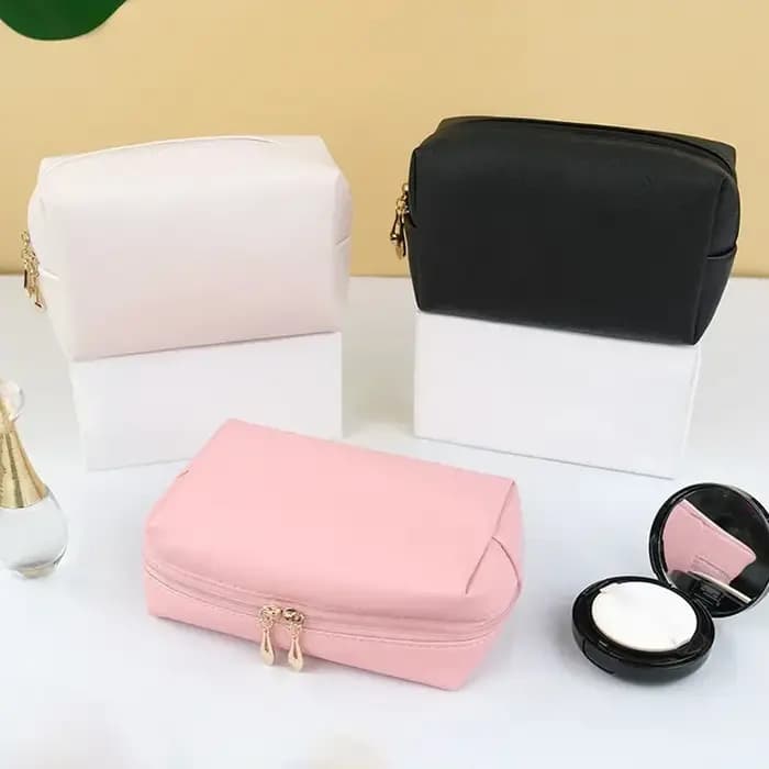 Sacs à cosmétiques en cuir PU avec fermeture éclair pour femme