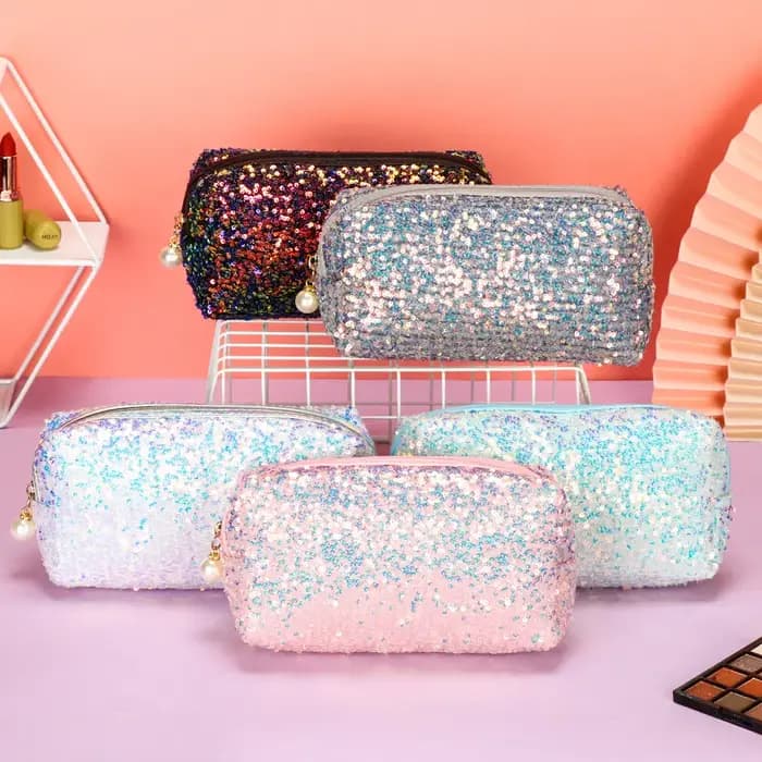 Trousse de maquillage sirène à paillettes
