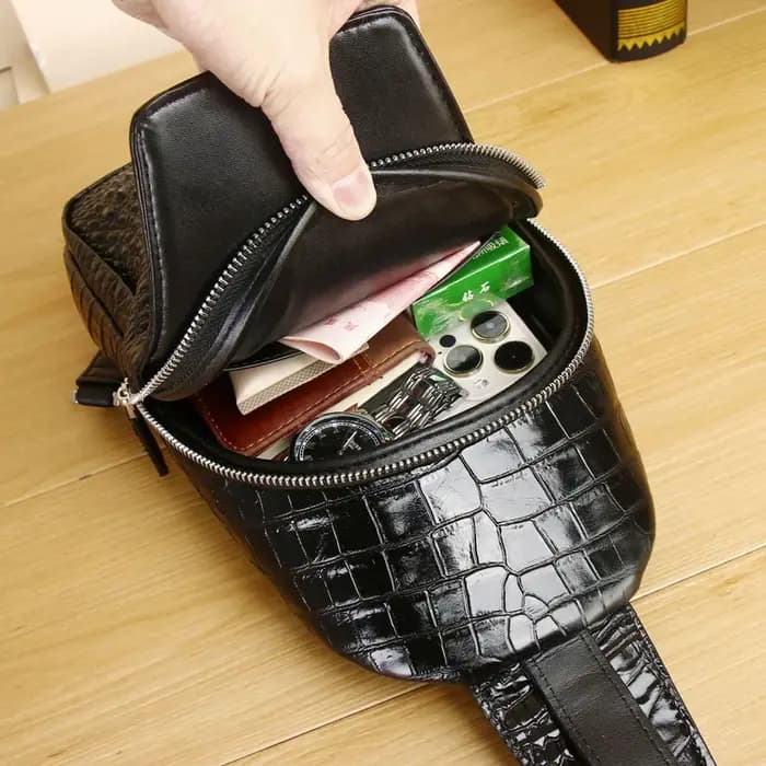 Sac de poitrine pour hommes Crocodile sac à bandoulière