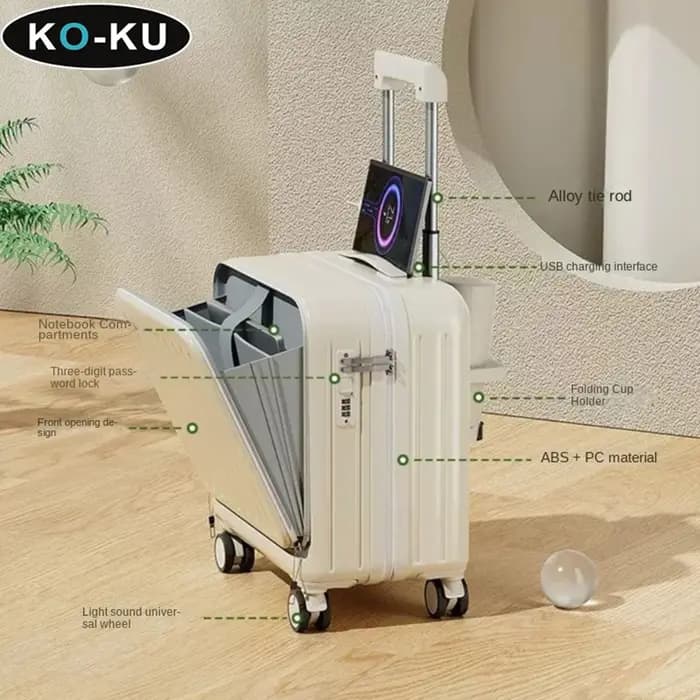 KU valise à main ouverture avant 18 pouces boîte d'embarquement support de verre Interface USB boîtier de chariot mot