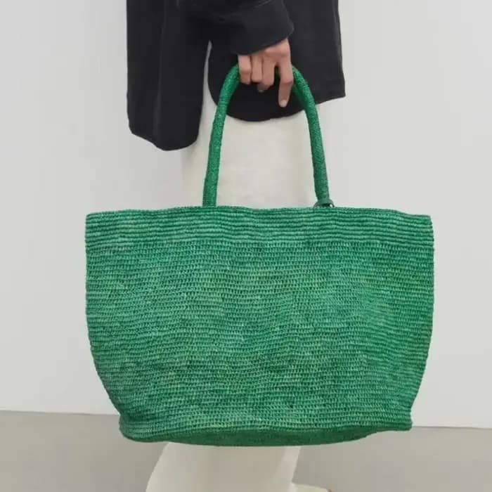Sac à main en herbe de raphia grande capacité