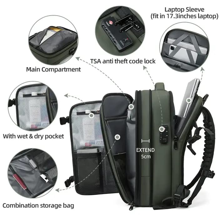 Sac à dos de voyage à compression sous vide pour hommes