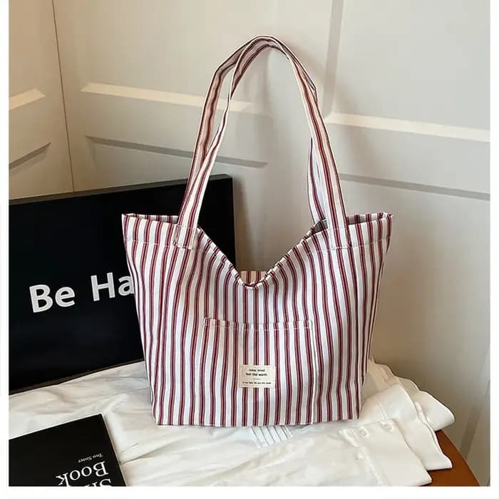 Nouveau Sac de Plage Cabas Tendance pour Femme en Toile Rayée Grande Capacité Sac à Bandoulière Sac à Main