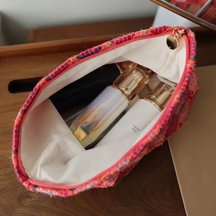 Sac à cosmétiques à fermeture éclair de grande capacité