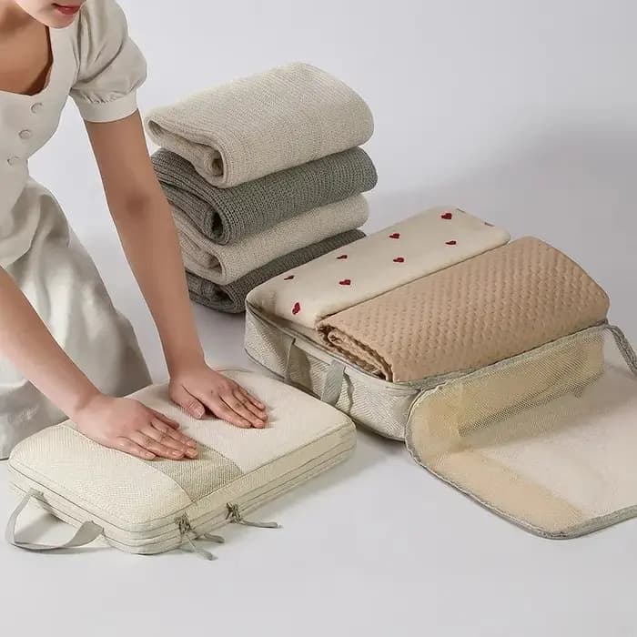 Sac de rangement de voyage, Cubes d'emballage compressibles, valise de voyage, organisateur de bagages, sac à main pliable et étanche
