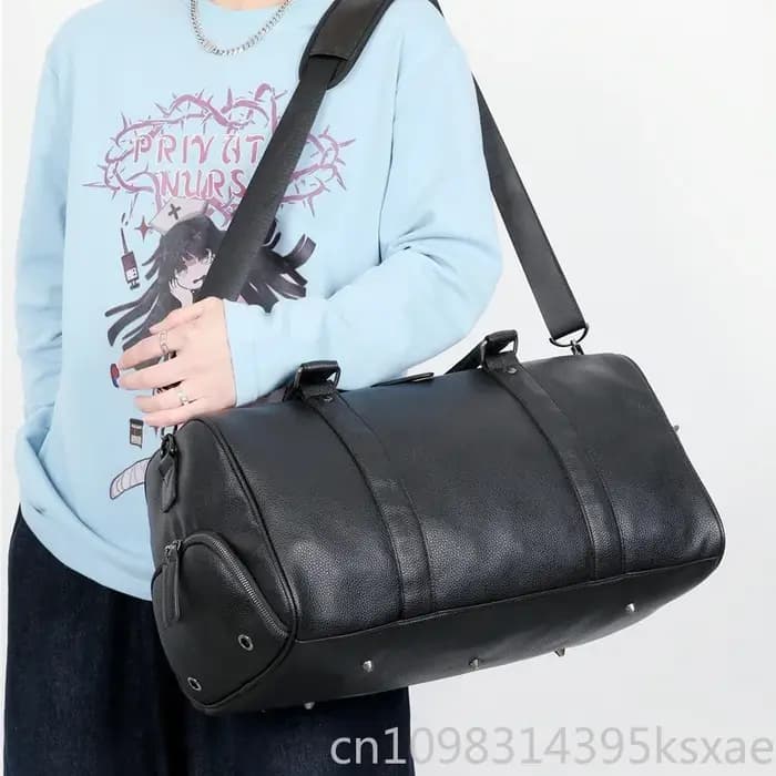 Sac de Voyage Homme Luxe Grande Capacité Sac Polochon en Cuir Portable Durable Sac Bandoulière Sac de Sport Sac à Main Bagage Extérieur