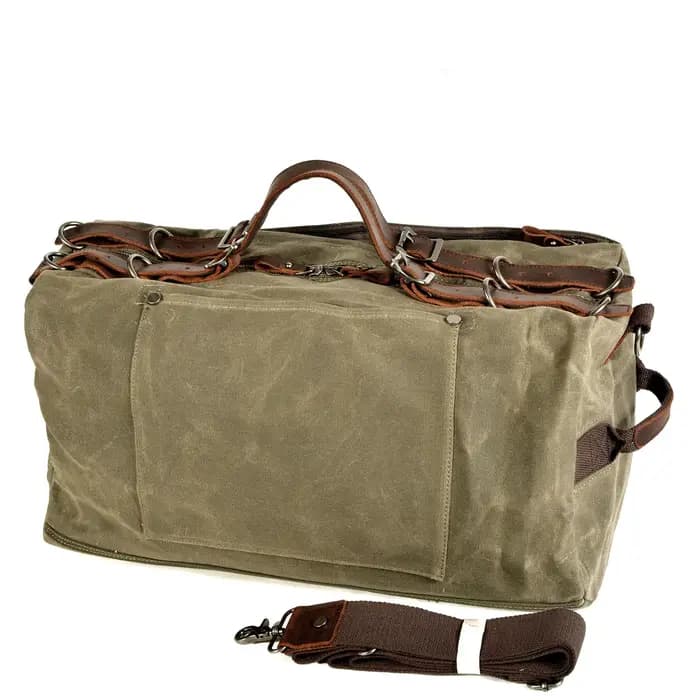 Sac de voyage en toile de cire à l'huile épaisse de style militaire, sac de voyage rétro, sac de spo