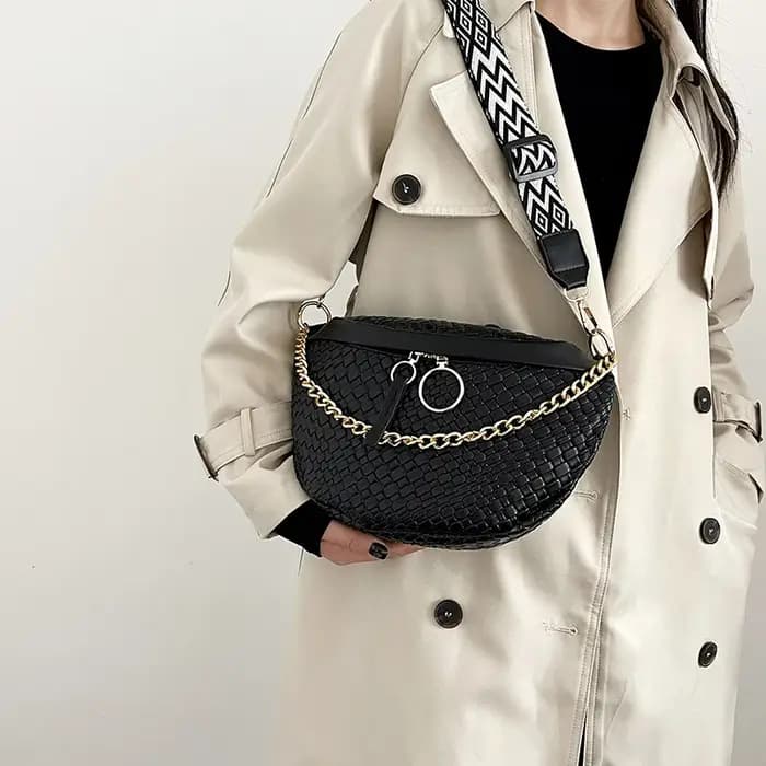 Sac banane à motif tissé pour femme