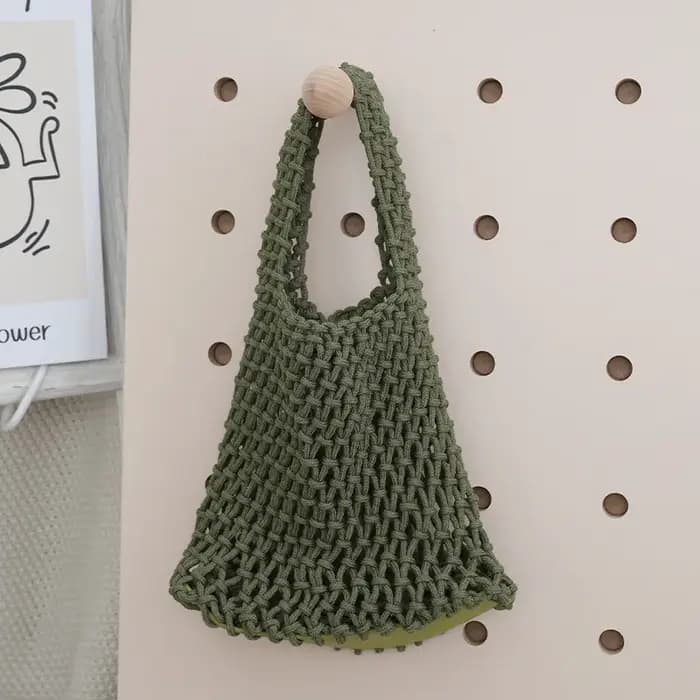 Sac fourre-tout en macramé ajouré style bohème