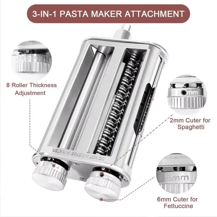 Accessoire pour machine à pâtes 3-en-1 pour batteurs sur socle KitchenAid, rouleau à pâtes avec coup