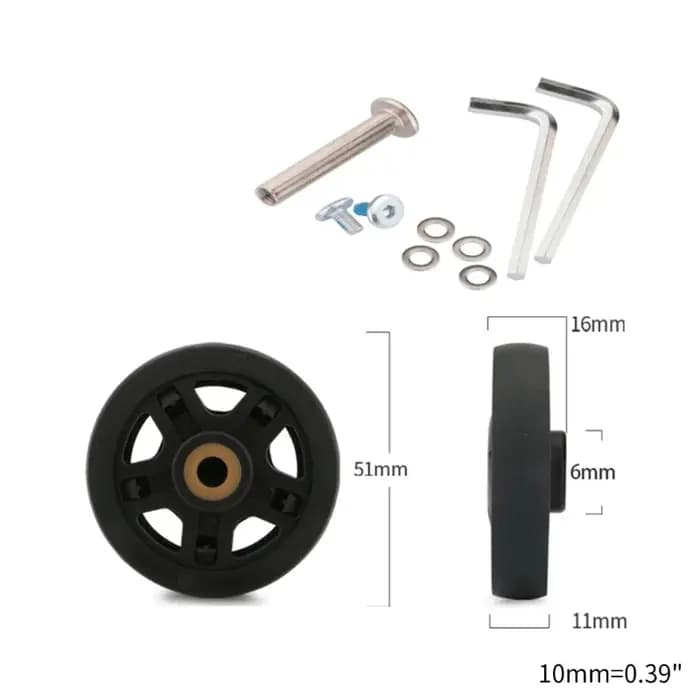 Roues de Remplacement de Valise à Roulettes Flexibles, 1 Pièce