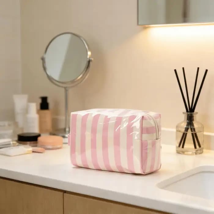 Trousse de toilette rayée pour femmes et filles