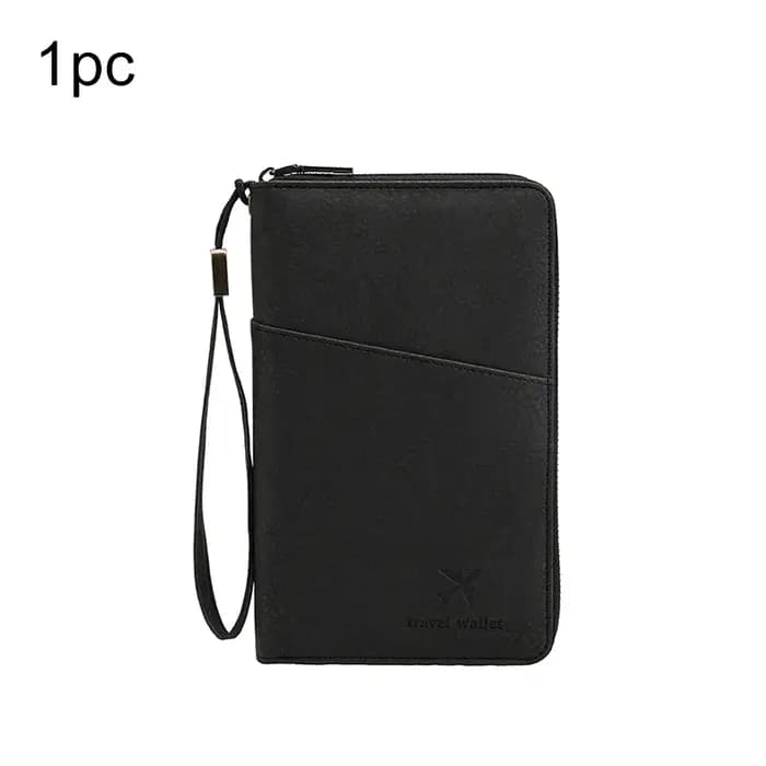 Porte-documents de voyage noir avec fermeture éclair longue