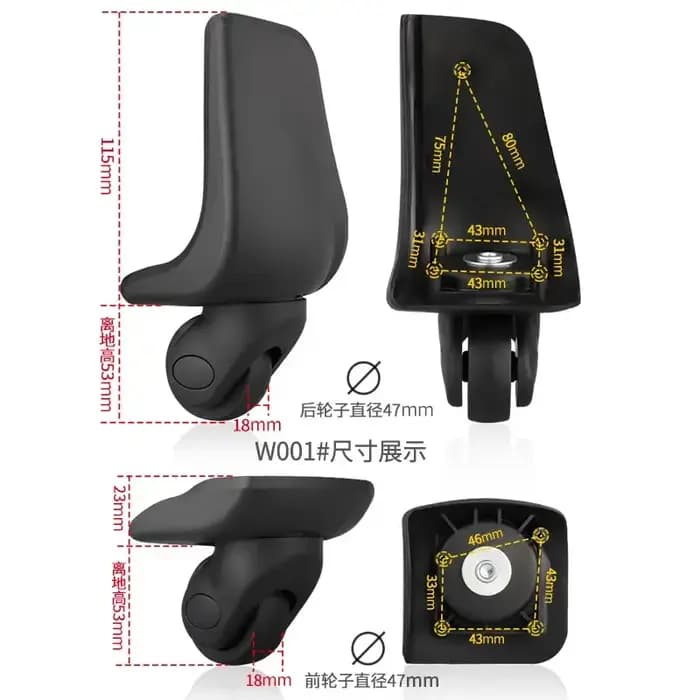 Roues souples de remplacement pour valise BW006 W001 8066
