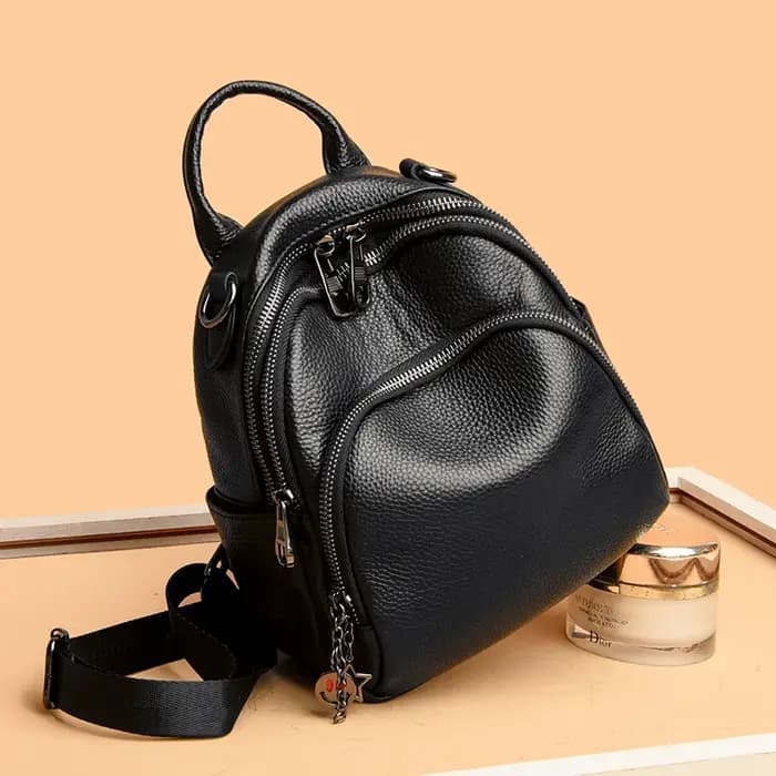 Sac à dos en cuir véritable pour femme