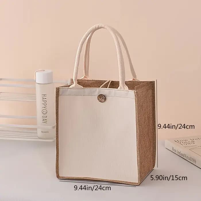 Nouveau sac fourre-tout en lin de style vertical