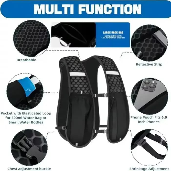 Sac à dos d'hydratation léger pour les sports de plein air - Porte-eau ergonomique pour la course à pied