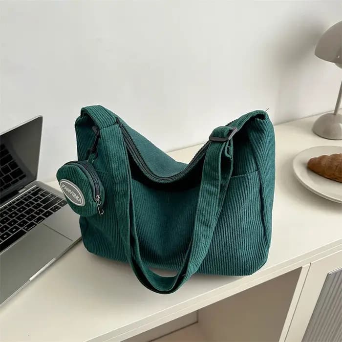 Sac à Main en Velours Côtelé de Grande Capacité pour Femme