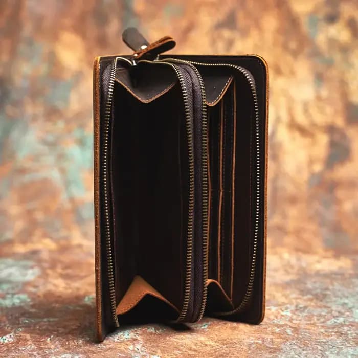 Pochette en cuir véritable pour homme