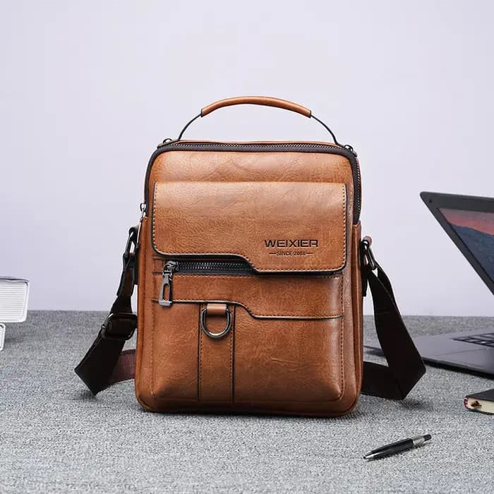 Sac messager en cuir PU de qualité supérieure pour homme WEIXIER - Vintage