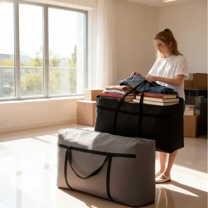 Lot de 2 sacs de déménagement robustes avec poignées et fermetures éclair - Extra grands