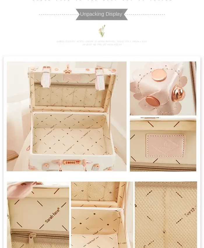 13/16/18 pouces Vintage trousse à cosmétiques Mini bagage à main valise PU léger prêt sac