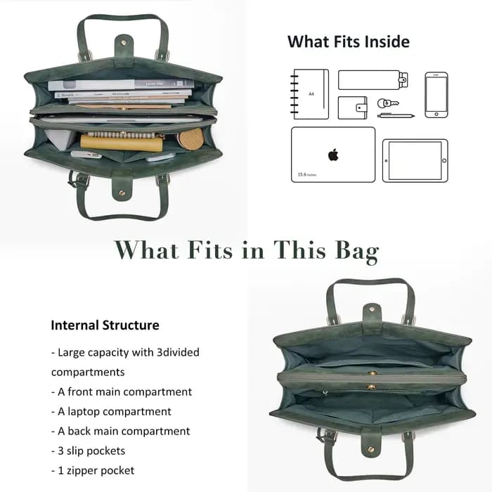 ECOSUSI Sac fourre-tout pour ordinateur portable jusqu'à 15,6 pouces pour femme Sacs à main de bureau grande capacité avec 3 compartiments à couches