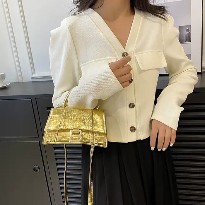 Sac à langer de luxe classique et élégant : Sac à main bandoulière pour femme au style vintage et gr