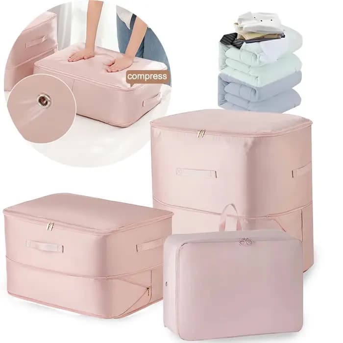 Organiseurs ultra-compactables à compression automatique avec double fermeture éclair pour couvertures