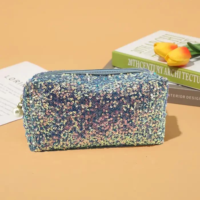 Mode paresseux maquillage pochette à fermeture éclair sacs à main paillettes haute capacité sac