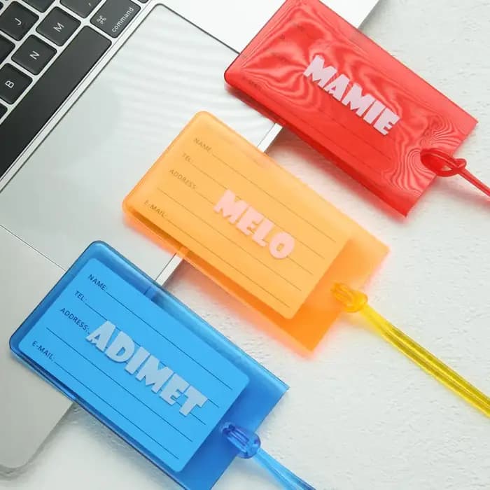 Étiquette de bagage personnalisée avec nom, étiquette de bagage fluorescente en PVC, étiquette d'identification de valise transparente imperméable avec carte nominative