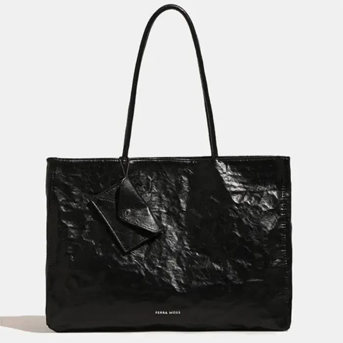 Sac fourre-tout plissé en cuir pour femmes