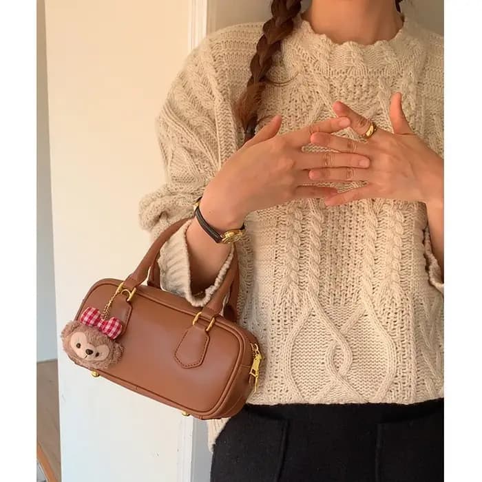 Sac bowling mini tendance Sac à main bandoulière pour femme Design rétro élégant Sensation haut de gamme Sac