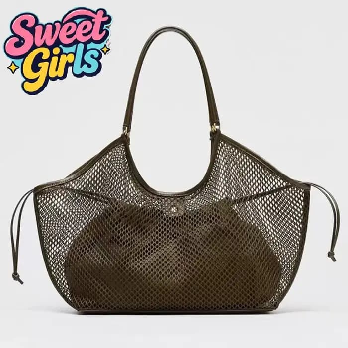 Femmes grande capacité maille plage voyage sac à bandoulière décontracté Shopper fourre-tout