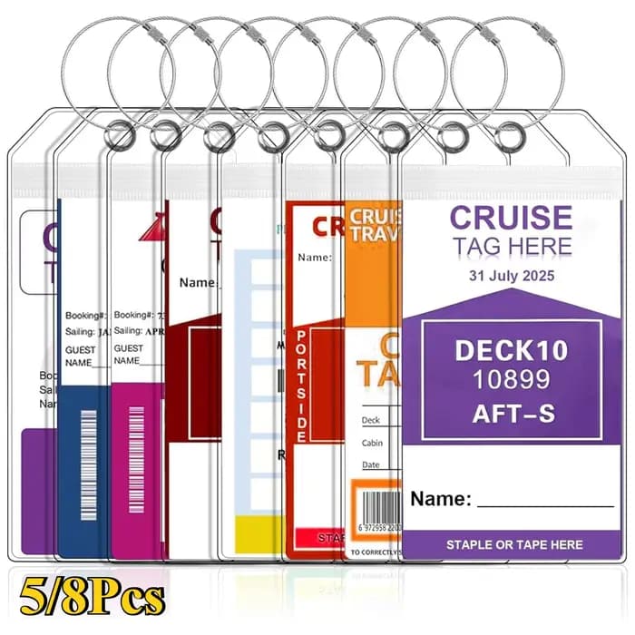 Lot de 5/8 porte-étiquettes de bagages pour croisière, utilisables pour les croisières Carnival, NCL