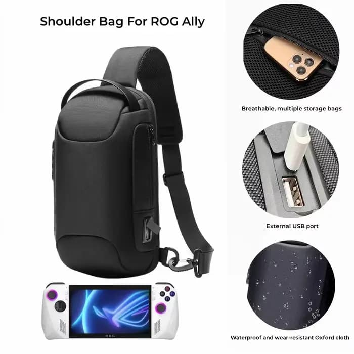 Sac à dos à bandoulière inclinée absorbant les chocs pour ASUS ROG Ally