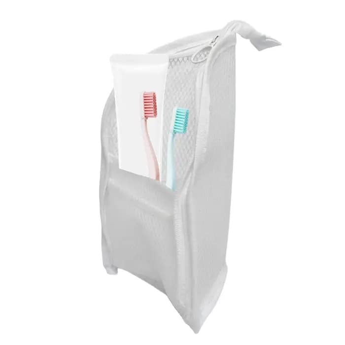 Trousse de Maquillage Verticale Pliable et Suspendable, Pochette de Voyage pour Brosse à Dents, Dentifrice et Nettoyant Visage