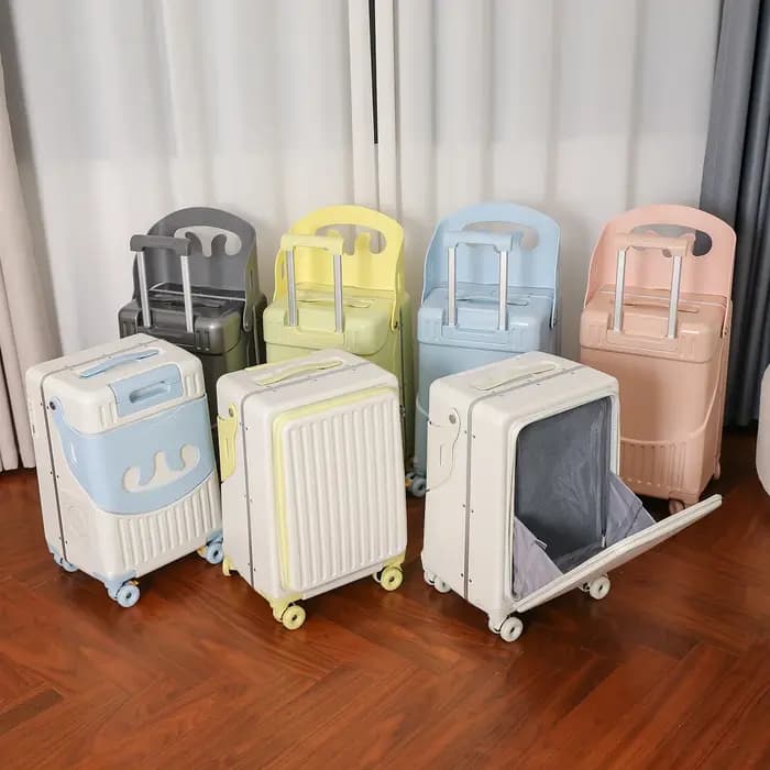Enfant maman valise avec siège pour les enfants peuvent s'asseoir pour monter chariot bagages bébé voyage étui de