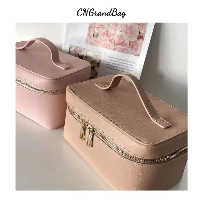 Trousse de toilette de voyage en croûte de cuir Saffiano pour femmes