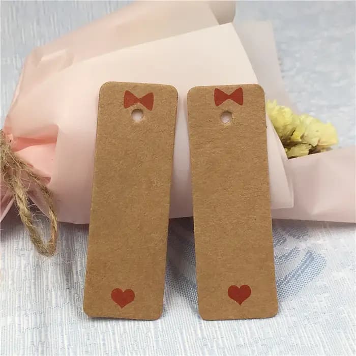 100 pièces 6*2 cm bricolage étiquettes en papier Kraft étiquette de tête bagages fête de mariage boîtes à