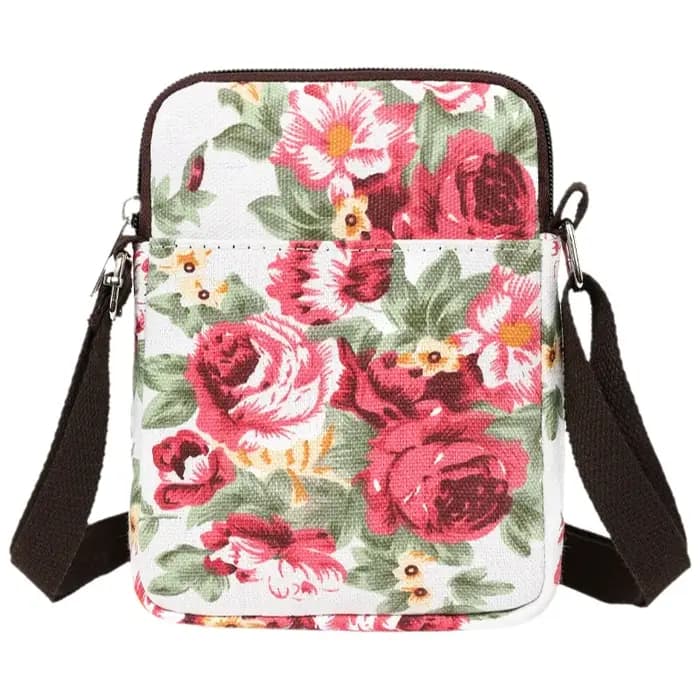 Sac bandoulière en toile à motif floral pour femme