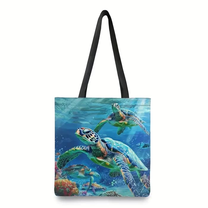 Sac à main imprimé tortue de mer vibrante et récif de corail