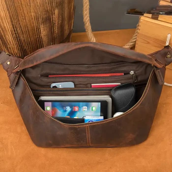 Crazy Horse – sac de poitrine en cuir véritable pour hommes